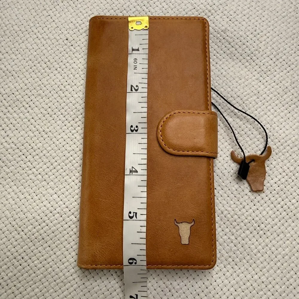 TORRO Tan Leather Wallet Phone Case with Card Slots and Magnetic Closure